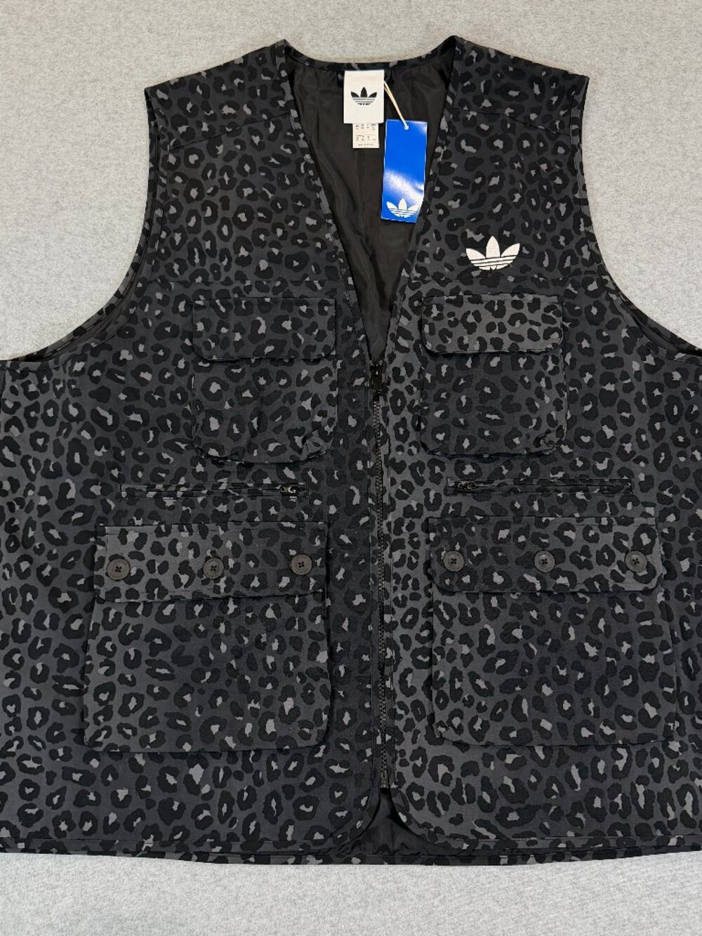 Adidas Originals Black Leopard Print Utility Vest Mens XXL 2XL JV755 NWT